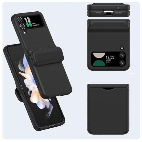 Étui de téléphone pliable Samsung Galaxy Z Flip 4 3 5 6 avec coque porte-cartes noire