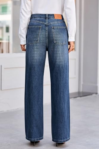 Cicy Bell Damen Jeans Baggy Weitem Bein Jeanshosen Mittlere Taille Denim Boyfriend Hosen mit Taschen – Bild 4