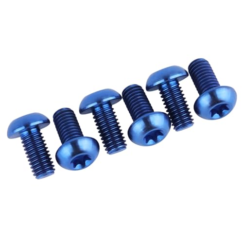 Image of 6PCS Titanium Bike Screw M5x10mm Bicycle Disc Brakes Rotor Bolts Torx T25 Head (Blue)