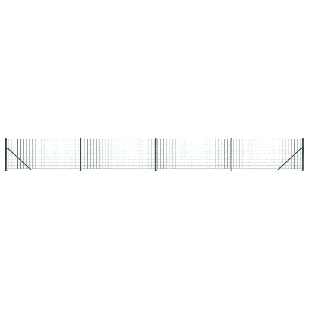 Green Galvanised Steel Wire Mesh Fence with Flange 1.1x10 m Interlocking Animal Enclosure Security Barrier for Garden Property PVC Coated Corrosion Resistant