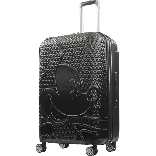 FUL Disney Mickey Mouse 30 Inch Rolling Luggage Hardshell Suitcase with Spinner Wheels Black