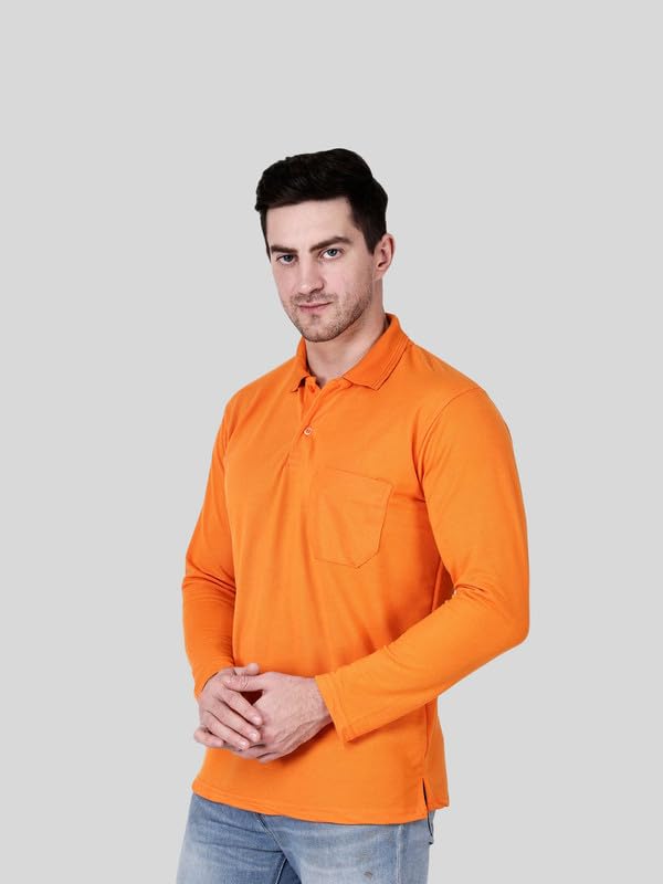 Image of Full Sleeve Men's Polo T-Shirt | Regular Fit, Soft & Breathable Cotton Blend Fabric | Classic Polo Collar, Casual & Office Wear | Available in Sizes M to 6XL, Multiple Colors