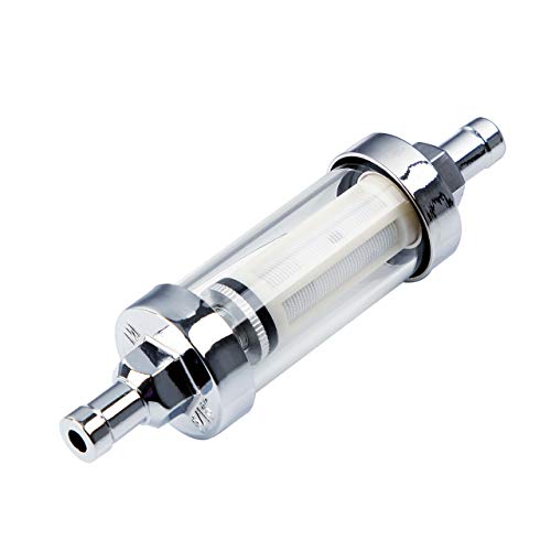 CarBole Filtro del Carburante per Moto,Filtro Benzina in Vetro Cromato,Dimensione