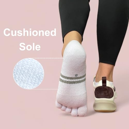 soxsense Cushion No Show Toe Socks For Women Five Finger Socks Low Cut Athletic Running Socks 4 Pairs2