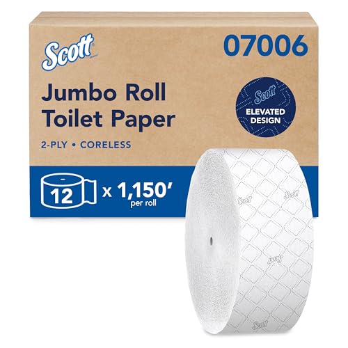 Scott Professional Coreless High-Capacity Jumbo Roll Bulk Toilet Paper (07006), 2-Ply, Elevated...