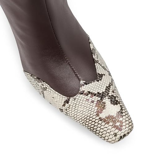 Beauty Cry Snakeskin Knee High Boots for Women Kitten Heel Tall Boots Square Toe Fashion Sexy Boots4