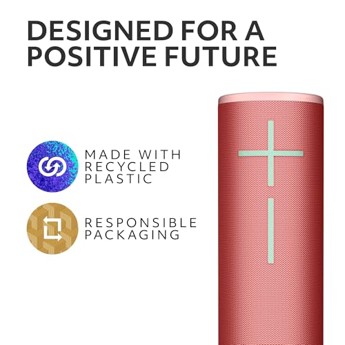 Image of Ultimate Ears Boom 4 Portable Waterproof Bluetooth Speaker with 360-Degree, Bold, Immersive, Crystal-Clear Sound, Floating Speaker with 15-Hour Battery and 147ft (45m) Range - Raspberry