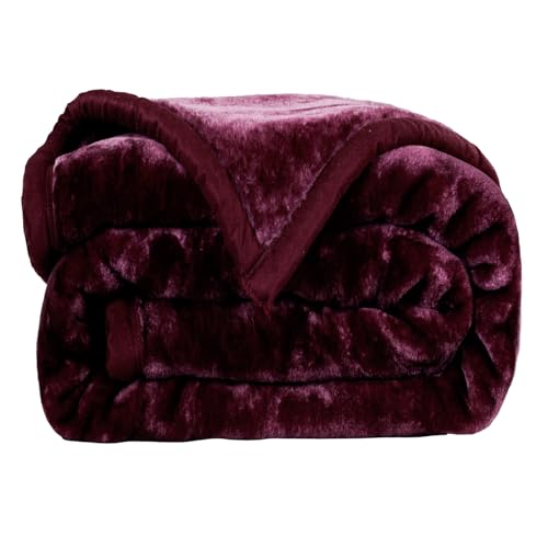 Image of ABRAZO Reversible Mink Blanket for Winter & AC | Double Bed 220x240 cm Soft & Warm Blanket /Dohar /Quilt /Comforter | All Season Use | (Wine)