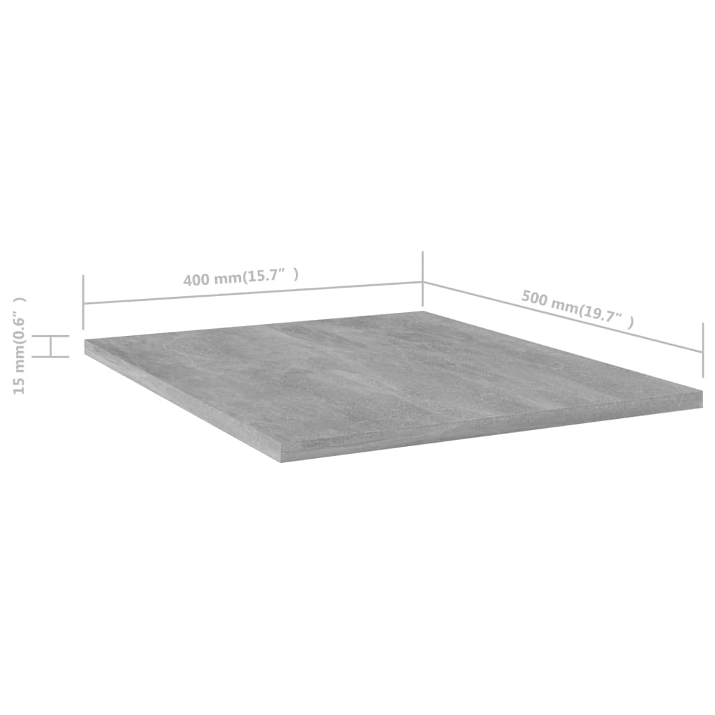 Regał na książki 4 szt. szary betonowy materiał drewnopochodny 40 x 50 x 1,5 cm do systemu regałowego, regał ścienny, regał stojący, możliwość rozszerzenia jako miejsce do przechowywania do
