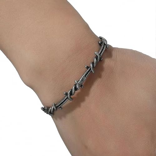 Cuff Bracelets for Men Women Gifts Barbed Wire Bracelet Bangle Thorn Line Geometric Twisted Titanium Steel Open Cuff Twist Bracelet Jewelry Bangles4