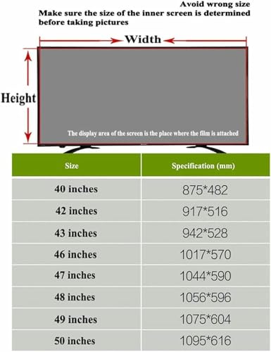 Pellicola protettiva opaca antiriflesso per monitor da 40-50" - Filtro antigraffio per alleviare l'affaticamento degli occhi e ammorbidire la luce per interni ed esterni