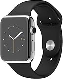 Apple Watch 42 mm (1ª Generación) - Smartwatch iOS con caja de acero inoxidable en plata (pantalla 1.5", Apple S1 a 520 MHz, 8 GB, 512 MB RAM), correa deportiva negra