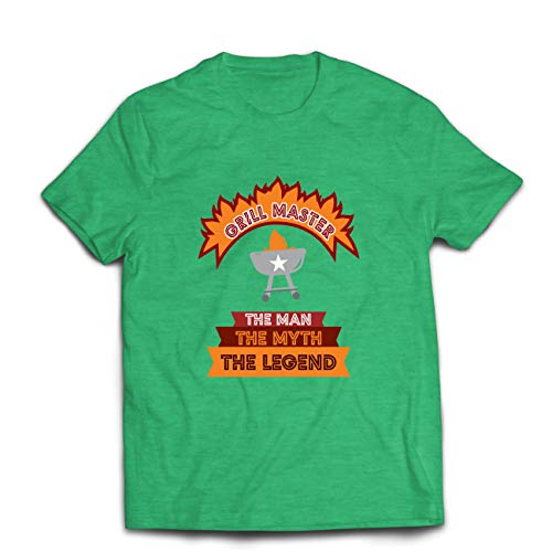 lepni.me Camisetas Hombre Maestro de la Parrilla, Chef de la Barbacoa, Divertidas Ideas de Regalos para barbacoas. (Small Brezo Verde Multicolor)