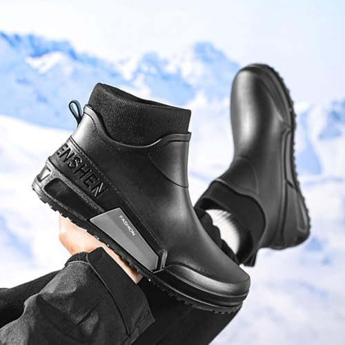 LOIJMK Gummistiefel Herren Gefüttert Regenstiefel Regenschuhe Halbhoch Arbeitsstiefel Wasserdicht Garten Stiefel Winter Stiefeletten Rain Boots Gartenschuhe Schlupfstiefel Sicherheitsstiefel