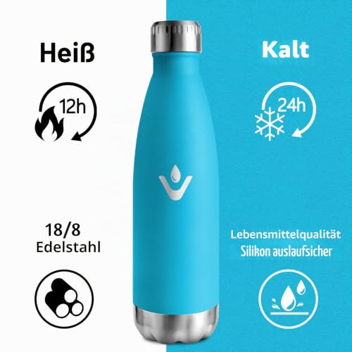 HoneyHolly Trinkflasche Edelstahl 500ml, BPA-frei, Thermosflasche, 18/8 Edelstahl, Wasserflasche Kinder, Doppelwandig Vakuumisoliert… – Ansicht 2