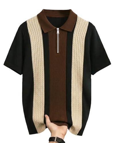 Image of AUSK Men's Premium Polo Tshirt | Cotton Rich Fabric | Zip Collar Tshirts | Half Sleeves | Engineered Knit Design | Regular Fit