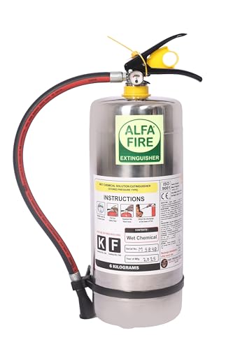 Image of 6L Kitchen Fire Extinguisher - Stainless Steel Body | Oil Fire Specialist | ISI Marked | Long Throw & Easy Operation