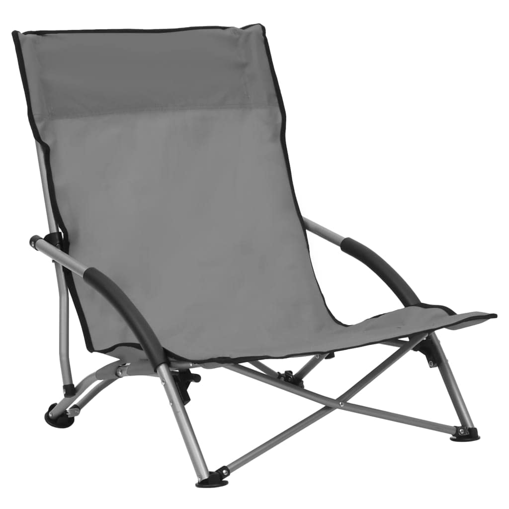 Klappbare Strandstühle 2 STK. Grau Oxford-Stoff, Campingstühle leicht klappbar für Strand, Stabiler Stahlrahmen, bis 110 kg belastbar