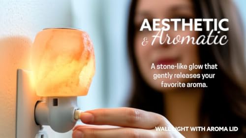 Image of Himalayan Natural Salt Night Lamp with Aroma Lid - Unique Rock Shape for Relaxation & Wellness - Ideal Gift in Beautiful Box!