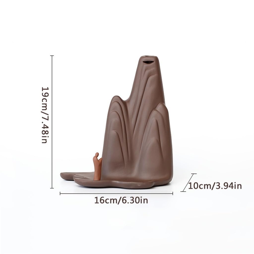 Quemador de incienso de reflujo Torre quemador de incienso creativo pequeño monje Buda reflujo cascada soporte de incienso, oficina Yoga casa de té meditación decoración del hogar Quemador de incienso