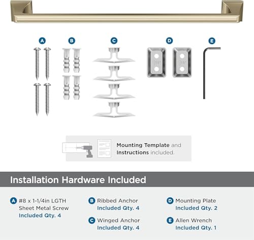 Image of Amerock Mulholland 18 inch Golden Champagne Towel Bar | Decorative bathroom hardware in durable Zinc /Stainless Steel construction; mounting hardware included for easy installation