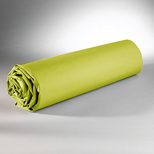 Maison & Marques Drap Housse 160 x 200 cm 100% Coton - Anis