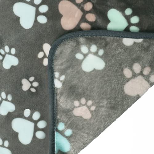 Image of 1 Pack 3 Blankets Fluffy Premium Fleece Pet Blanket Flannel Paw Printed Throw for Dog Cat(Large 41x31'', Grey)