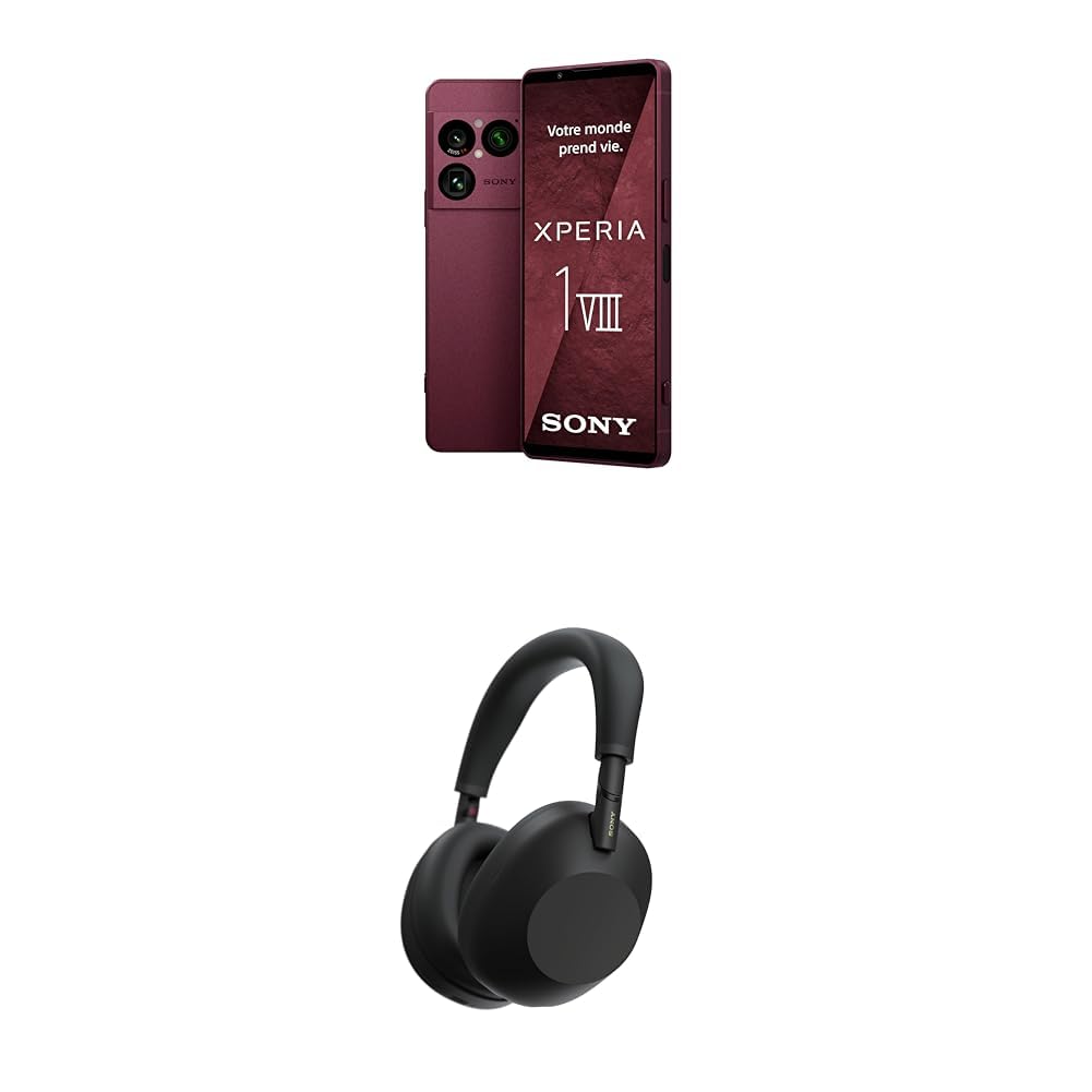 Sony Xperia 1 VIII - 6,5" 19,5:9 FHD+ HDR OLED 120Hz, Dreifach-Kamera mit neuem Teleobjektiv, Xperia AI, Akku für 2 Tage, 3,5mm Audio, Dual SIM, Granat-Rot + WH1000XM6
