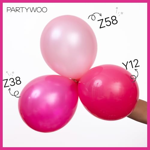 Image of PartyWoo Pearl Hot Pink Balloons 140pcs Different Sizes of 18 12 10 5 Inch Magenta Fuchsia Dark Pink Balloon Arch Kit Garland for Bridal Baby Shower Princess Birthday 1950s Party Decorations Pink-Z38