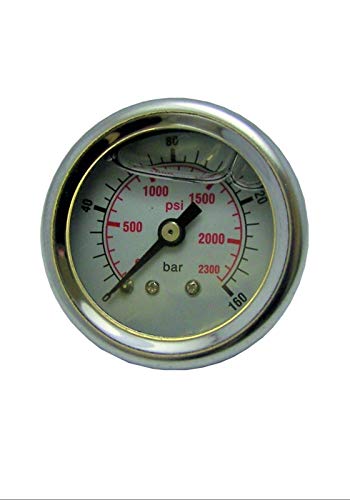 pwpuk - Manómetro de presión para Lavadora (0-160 Bares, 2300 PSI, Cuerpo de plástico, Relleno de glicerina)