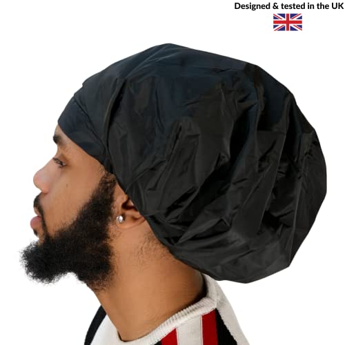 Bonnet de douche géant noir TTAT lavable pour tresses et dreadlocks - 2