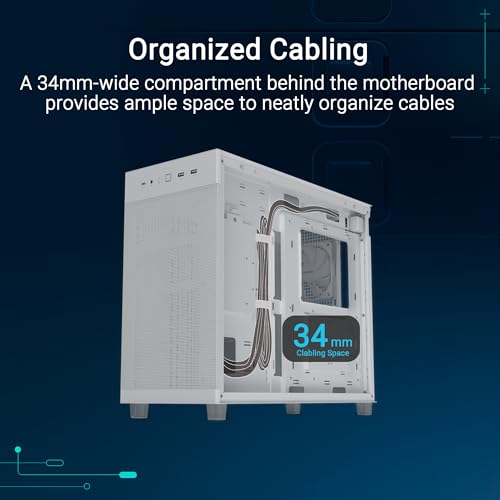 Image of ASUS Prime AP303 White Edition ATX PC Case, Mesh Panel Design, Pre-Installed Fan, GPU Support up to 360mm, 360mm Radiator Support, 180mm ATX PSU, 20Gbps USB Type-C, 2 Year Warranty