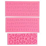 ZFKXGS 3 Stück Silikonform Buchstaben Zahlen Fondant Schokoladen Formen Buchstaben A Bis Z, 0 Bis 9 Silikonform Zahlen für Schokoladenform Geburtstagsparty Schmuckherstellung Anhänger (8 Stil, Rosa)