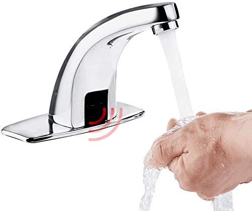 Robinet de lavabo automatique élimine les traces et gère l'eau chaude froide sans contact