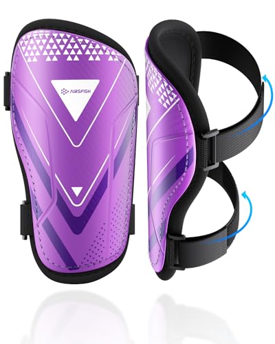 AirsFish Shin Pads Boys Certified Kids with Ankle Protection,High Strength Shin Pads,Breathable Non Slip Extended Adjustable Straps,Protective Football Equipment for Boys and Girls