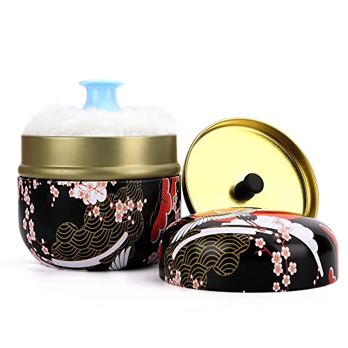 LIONVISON Boîtes de Poudre pour Bébé après le Bain,Étui à Poudre avec Houppette pour Poudre Corporelle et Poudre pour Bébé et Femme (noir) Cover