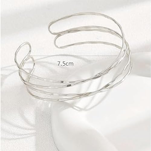 Arm Cuff for Women Layered Armlet Open Adjustable Arm Cuff Gold Silver Upper Arm Cuff Bracelet Minimalist Armband Trendy Jewelry4