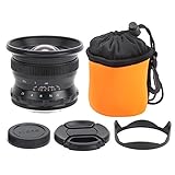 12mm F2 M4 / 3 Weitwinkel Festbrennweite Fischaugenobjektiv, Feste Fokussierung, Schwarzes Aluminiumgehäuse - 97° Betrachtungswinkel, Große Blende F2, Ideal für Landschaft und