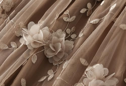 Womens Midi Tulle Skirt Embroidery Floral Layered Skirts Elastic High Waist Tutu Skirt Mesh A Line Fairy Skirts 20253