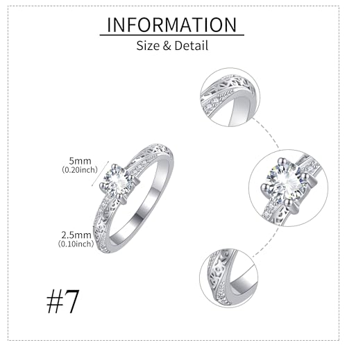 Engagement Rings for Women S925 Sterling Silver Moissanite Filigree Wedding Rings Anniversary Promise Rings for Her Women Wife Lover4
