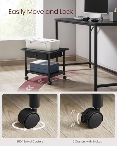 Vasagle UOPS004B56 Printer Stand, Under Desk Printer Stand With Wheels, Drawer With Divider, Bottom Shelf, Fits Inkjet, Laser, Photo, All-In-One Printers, Home Office thumb #6