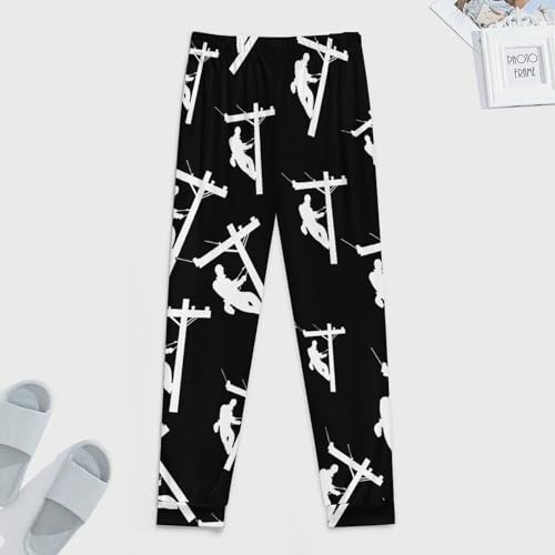 Electric Cable Lineman Mens Pajamas Pants Lightweight Pjs Lounge Pants Loungewear with Elastic Waistband4