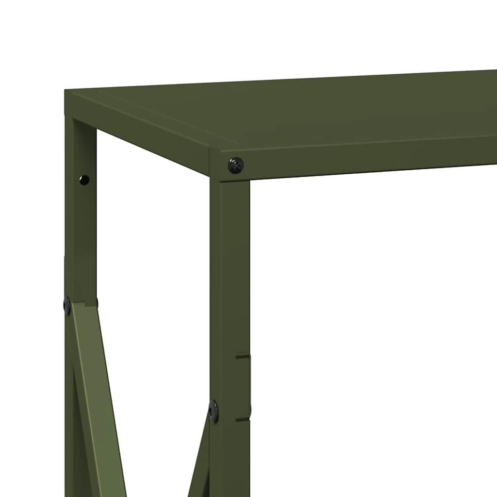 Brokky 864322 Rastrelliera per Legna da Ardere Verde Oliva 34x25x70 cm Legnaia da Esterno in Metallo, Ripiano per Legna da Ardere, Portalegna