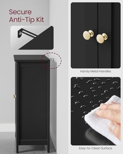 Image of VASAGLE Bathroom Floor Storage Cabinet,2 Adjustable Shelves,Ink Black | Bathroom Storage Unit, 23.6 inchL x 23.6 inchW x 31.5 inchH, HELAN Collection UBCB060B01