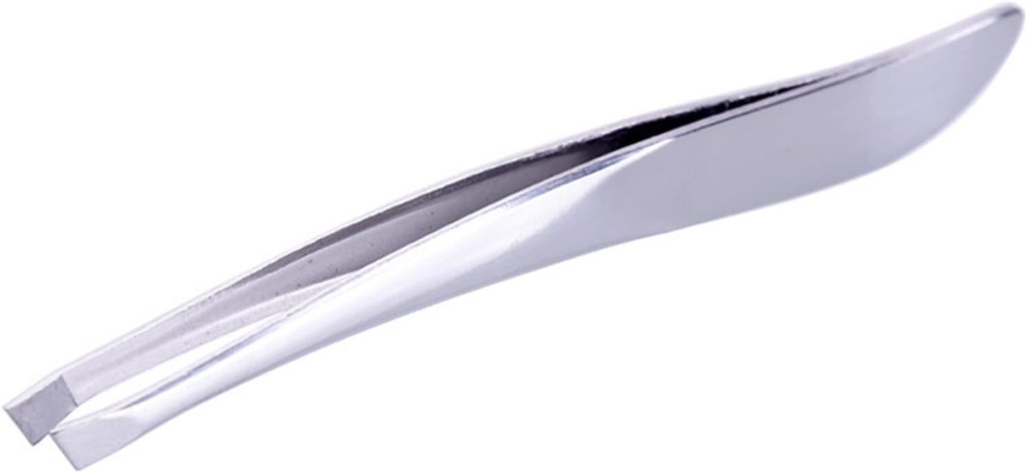 Eyebrow Tweezers 1pcs Stainless Steel Slant Tip Hair Removal Eyebrow Tweezer Beauty Makeup Tool (Color : Silver 01) Tweezers (Silver)