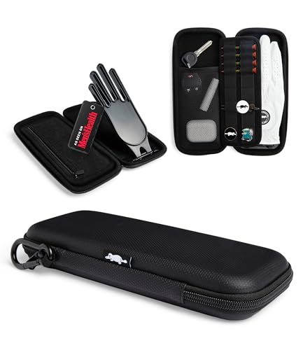 Platypus Golf Co. Golfing Caddie EVA Travel Case Organizer with Bamboo Tees & Ball Marker - Hand Reversible Hinging Glove Shaper & Holder Mesh Pocket & Storage Slots Golfers Cases for Men & Women