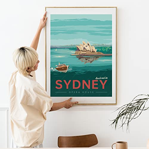 Gaeaverse Australia Sydney Opera House World City Landscape Paintings Vintage Travel Poster Retro Wall Stickers Art Print Painting Home Decoration (12X18 Inch) #TOP3