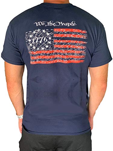 Country Life Outfitters Pointer Dog Americaan Flag Indigo Blue Mens Short Sleeve T-Shirt