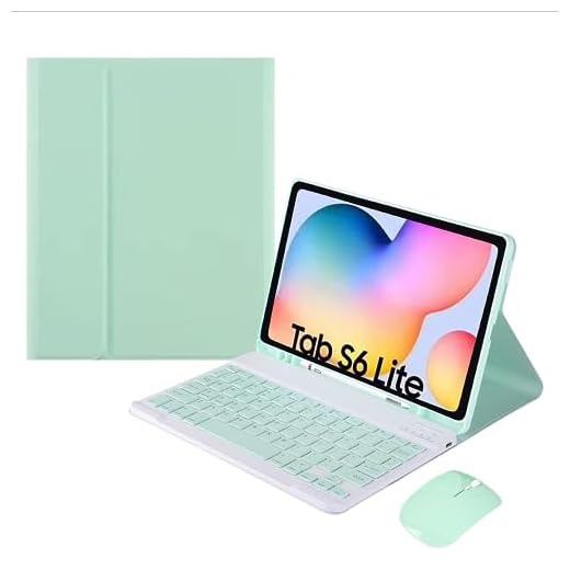 Genérico Capa de Couro Sintético Dupla Proteção com Teclado Bluetooth e Mouse para Galaxy Tab S6 Lite (Verde)