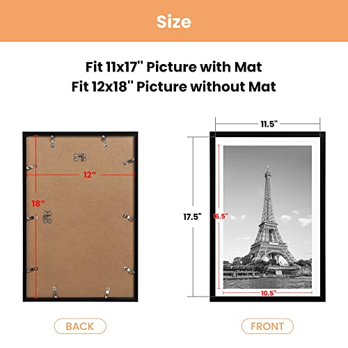 upsimples-12×18-Picture-Frame-Set-of-5Display-Pictures-11×17-with-Mat-or-12×18-Without-MatWall-Gallery-Photo-FramesBlack